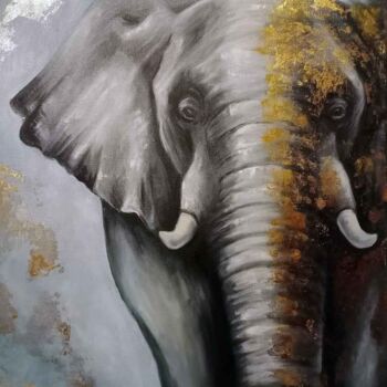 Painting titled "The Elephant" by Sofiia Kasymova, Original Artwork, Oil