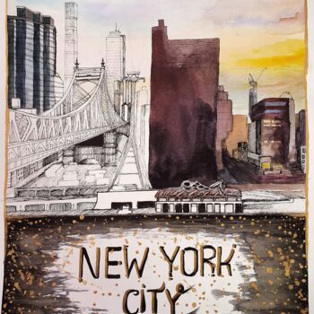 Рисунок под названием "New York" - Sofia Vietvytska, Подлинное произведение искусства, Акварель