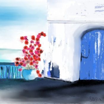 Digitale Kunst mit dem Titel "La Terrasse" von Sofiaa, Original-Kunstwerk