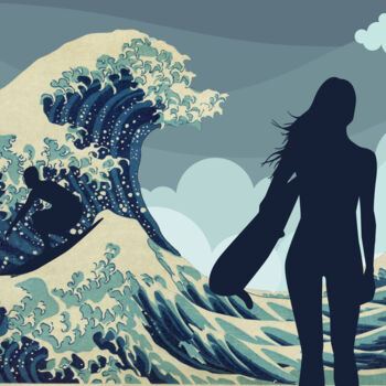 Digital Arts titled "The big wave" by Sofialain, Original Artwork, Digital Collage