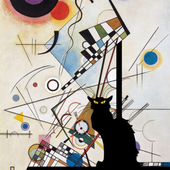 Digitale Kunst getiteld "Du chat noir" door Sofialain, Origineel Kunstwerk, Digitale collage