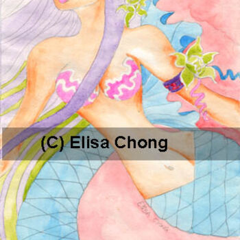 绘画 标题为“bluetail mermaid wi…” 由Sofianime, 原创艺术品, 油