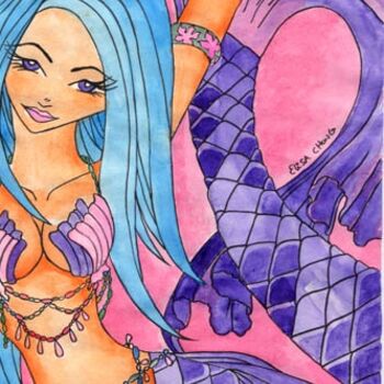 绘画 标题为“blue hair belly dan…” 由Sofianime, 原创艺术品, 油