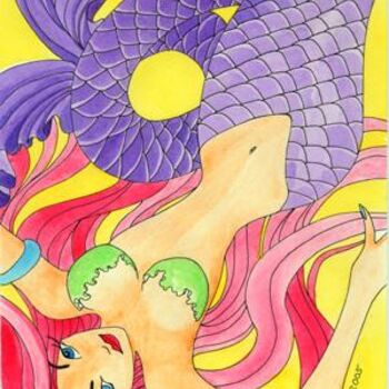 제목이 "Purple Tail Mermaid"인 디지털 아트 Sofianime로, 원작