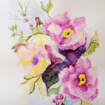 Painting titled "Garden of Life" by Sofie Papadopoulou, Original Artwork, Watercolor