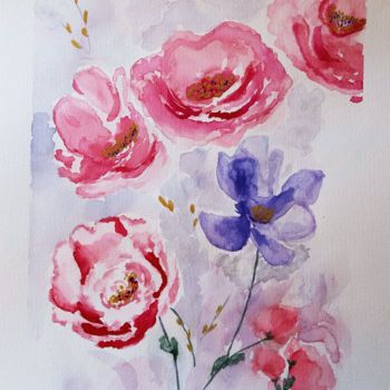 Painting titled "Essence of Spring" by Sofie Papadopoulou, Original Artwork, Watercolor