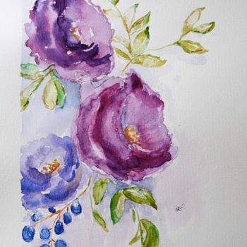 Painting titled "Roses of Mythology" by Sofie Papadopoulou, Original Artwork, Watercolor