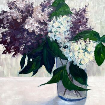 Peinture intitulée "The bouquet of lila…" par Sofiia Kulichkova (Sonjakul), Œuvre d'art originale, Huile