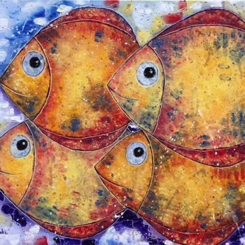 Painting titled "Goldfish" by Sophie Kandelaki, Original Artwork, Oil