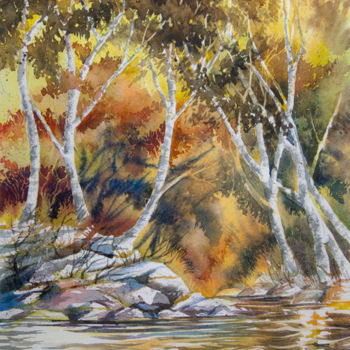 Painting titled "autumn-sofyademskay…" by Sofya Demskaya, Original Artwork, Watercolor