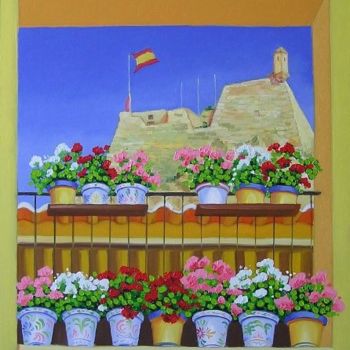 Pintura titulada "balcon al castillo" por Jose Angel Sogorb Albertus, Obra de arte original