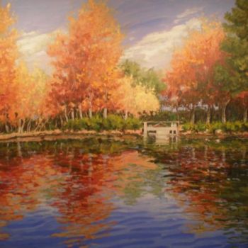 Painting titled "Lago Anna - Xativa" by Jose Angel Sogorb Albertus, Original Artwork, Oil