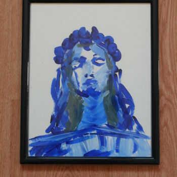 Painting titled "Vierge bleue" by Soguer, Original Artwork, Acrylic