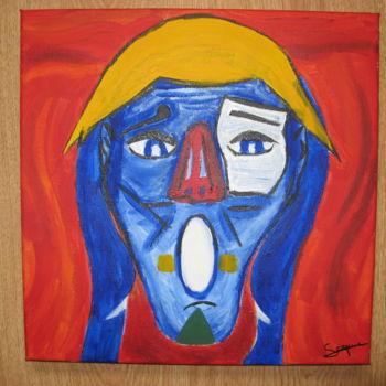 Painting titled "Le cri du clown tri…" by Soguer, Original Artwork, Acrylic