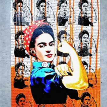 Collages getiteld "FRIDA KHALO fuck th…" door Sohan_street, Origineel Kunstwerk, Collages Gemonteerd op Aluminium