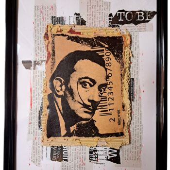Collagen mit dem Titel "CRAZY DALI" von Sohan_street, Original-Kunstwerk, Collagen Auf Holzplatte montiert