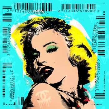 Digital Arts titled "Trash Marilyn" by Sohan_street, Original Artwork, 2D Digital Work Mounted on Wood Panel