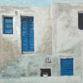 Ζωγραφική με τίτλο "Portes Bleues" από Sophie Hilbert, Αυθεντικά έργα τέχνης, Λάδι