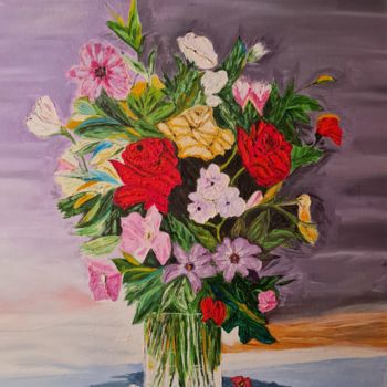 Ζωγραφική με τίτλο "Fleurs" από Dani, Αυθεντικά έργα τέχνης, Λάδι