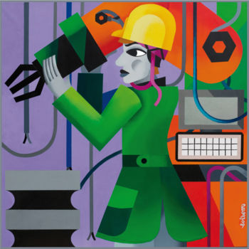 Schilderij getiteld "Robotique" door Soisem, Origineel Kunstwerk, Acryl