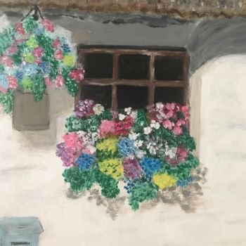 Peinture intitulée "Maison de village" par Soisic, Œuvre d'art originale, Acrylique