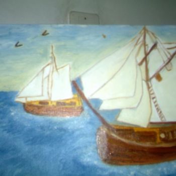 Painting titled "les bateaux" by Soisic, Original Artwork
