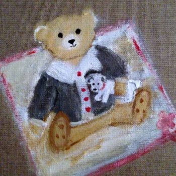 Painting titled "petit ours et son c…" by Soisic, Original Artwork, Acrylic