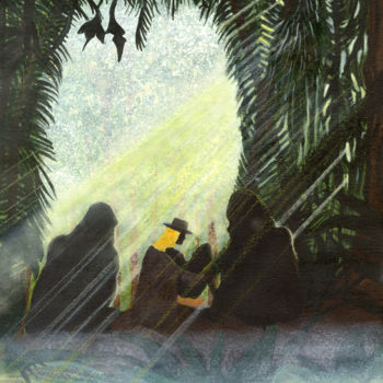 Painting titled "gorilles dans la br…" by Remy Soitout, Original Artwork