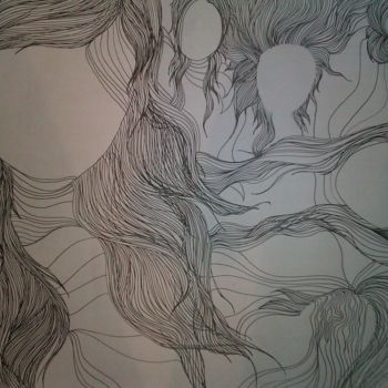 Drawing titled "Cheveux" by So Jàh, Original Artwork, Marker
