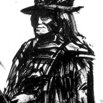 Dessin intitulée "Lakota 2" par Sojo, Œuvre d'art originale