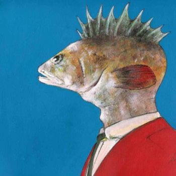 Painting titled "Homme-poisson" by Sojo, Original Artwork