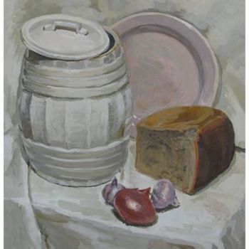 Pittura intitolato "Натюрморт с хлебом." da Art.Sokolova Natalya, Opera d'arte originale