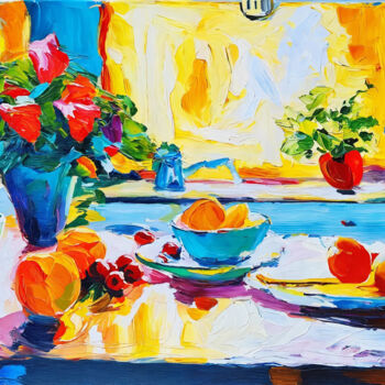 Картина под названием "Breakfast of sunny…" - Sol, Подлинное произведение искусства, Масло
