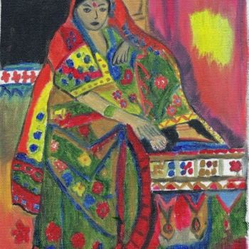 Painting titled "Rajasthani Woman" by Namaste, Original Artwork, Oil