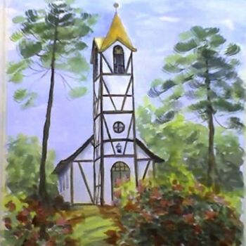 Schilderij getiteld "Chiesa in Germania" door Solange Esposito (SEsposito), Origineel Kunstwerk, Aquarel