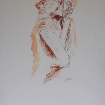 Drawing titled "Antoine" by Chéker, Original Artwork, Conté