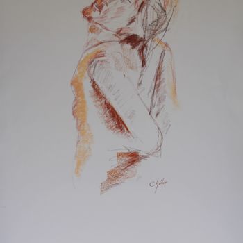 Dessin intitulée "Antoine" par Chéker, Œuvre d'art originale, Conté