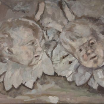 Pittura intitolato "Les Angelots de la…" da Chéker, Opera d'arte originale, Olio Montato su Telaio per barella in legno