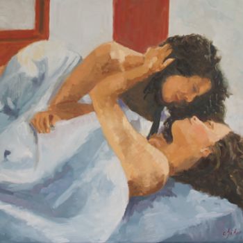 Painting titled "Amour, Amour... Del…" by Chéker, Original Artwork, Oil Mounted on Wood Stretcher frame