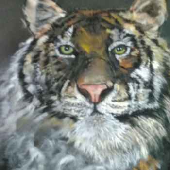 Painting titled "Tigre" by Sol.Art, Original Artwork, Pastel Mounted on Cardboard