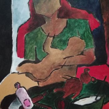 Painting titled "Mother : cosmetics,…" by Mahipat Solanki, Original Artwork, Acrylic