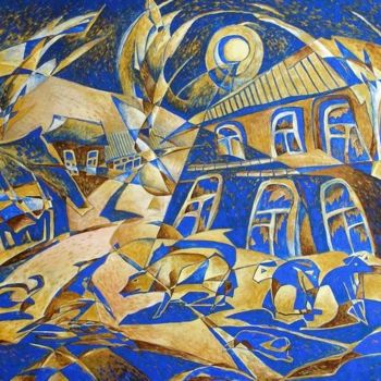 Painting titled "Under gold light" by Andrey Soldatenko, Original Artwork, Other