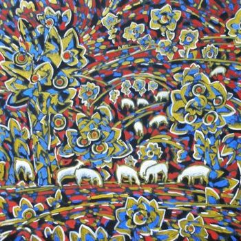 Pintura intitulada "Landscape with Shee…" por Andrey Soldatenko, Obras de arte originais, Outro