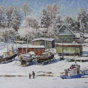Картина под названием "Пришла зима" - Andrey Soldatenko, Подлинное произведение искусства, Масло
