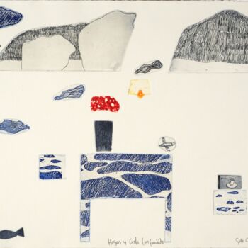 Impressões e gravuras intitulada "Hogar y cielo confu…" por Soledad González, Obras de arte originais, Água forte