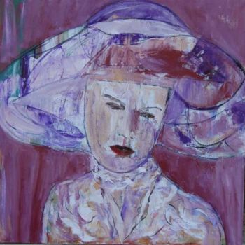 Painting titled "dama con sombrero" by Soledad Fernandez, Original Artwork