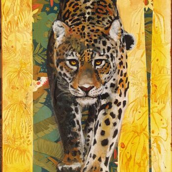 Painting titled "Gare au jaguar" by Solen Simonnet, Original Artwork, Acrylic