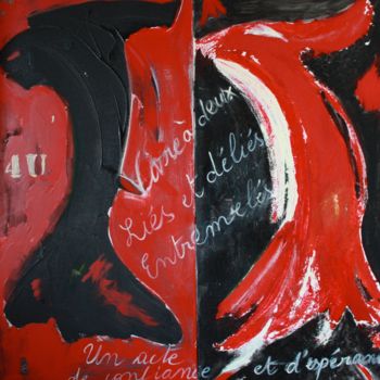 Pintura intitulada "Valse en rouge et n…" por Soleole, Obras de arte originais, Acrílico