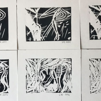 Gravures & estampes intitulée "Suite Six" par Sophie Le Tellier, Œuvre d'art originale, Linogravures