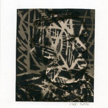 Incisioni, stampe intitolato "Andre Breton mais n…" da Sophie Le Tellier, Opera d'arte originale, Incisioni su linoleum